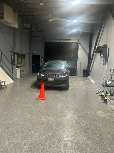 North York automotive detailing centre flake epoxy floor